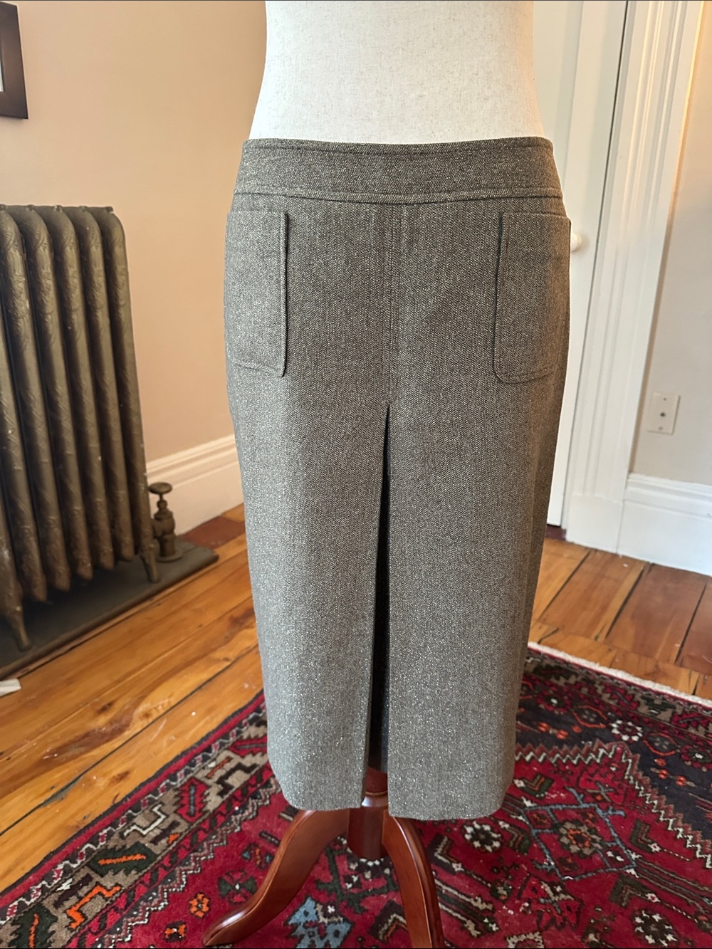 Jones New York Brown & Gold Tweed A-line Skirt